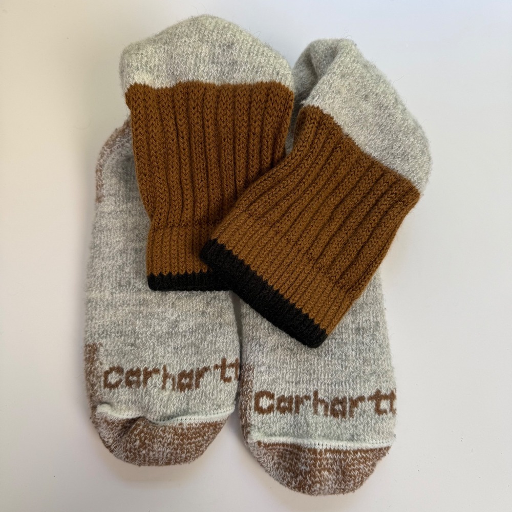 Carhartt Crew Socks Mens L 10in Heavy Duty Wool Blend Grey Brown Workwear Rugged